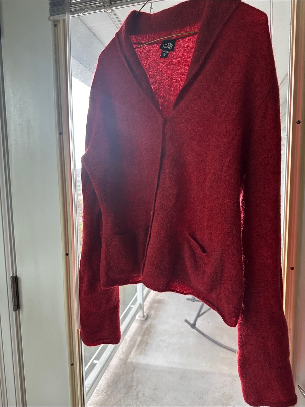 Eileen Fisher Deep Red Cozy Open Cardigan